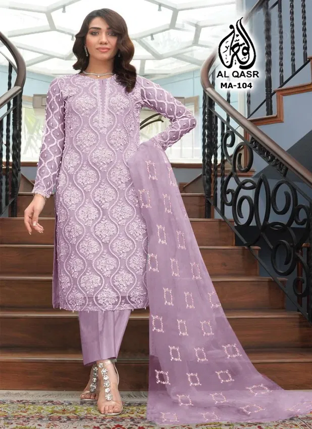 MA-104 AL-Qasr Georgette Kurti With Bottom Dupatta Wholesale In India